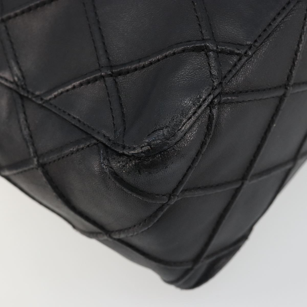 CHANEL Bicolore Shoulder Bag Leather Black Silver CC Auth ka4426