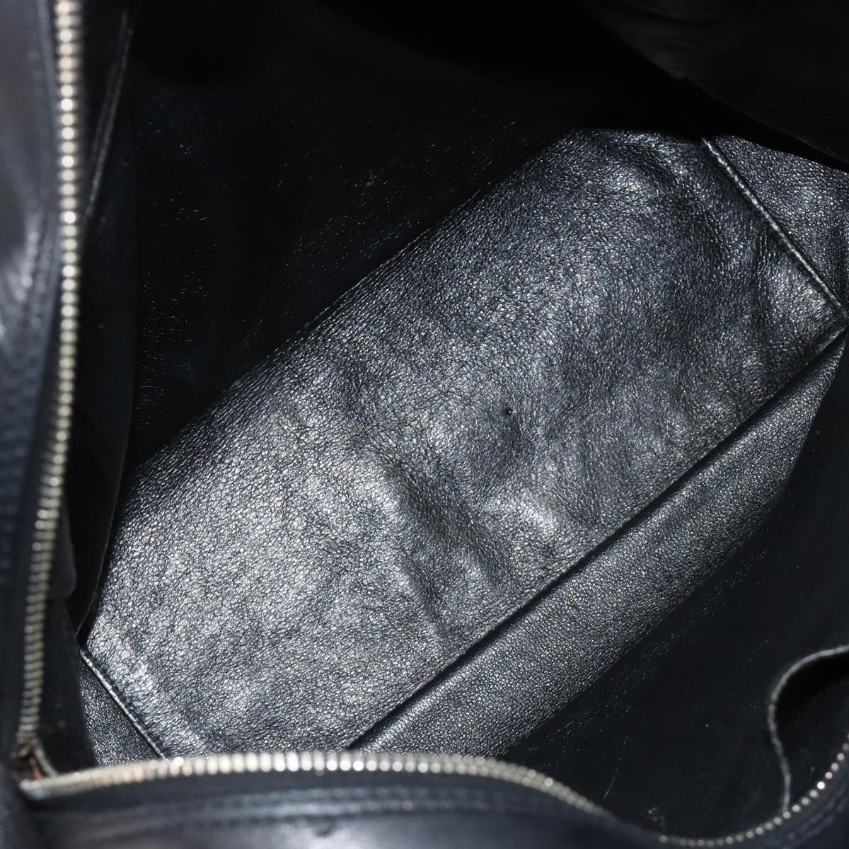 CHANEL Bicolore Shoulder Bag Leather Black Silver CC Auth ka4426