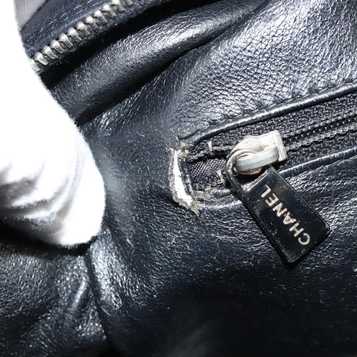 CHANEL Bicolore Shoulder Bag Leather Black Silver CC Auth ka4426