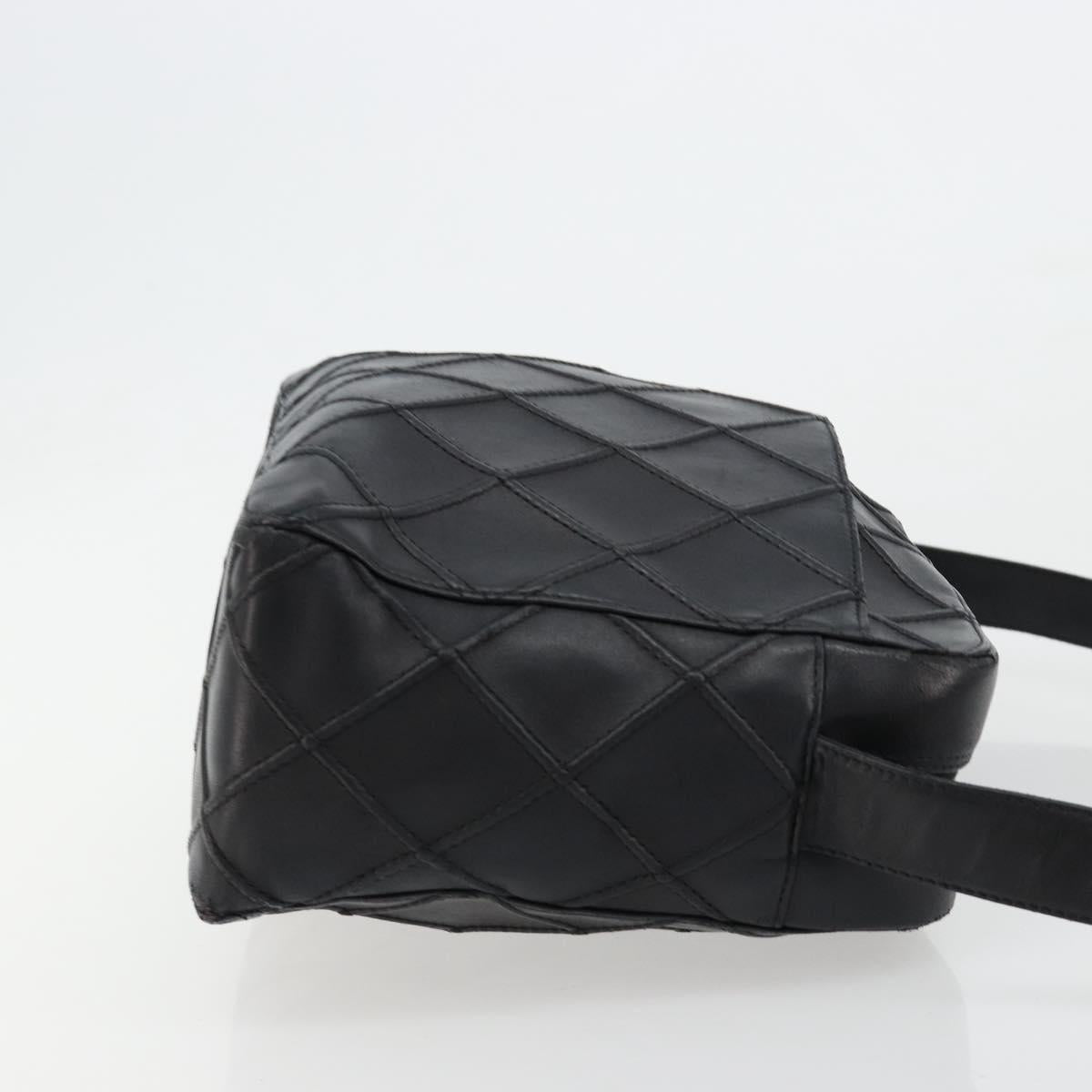 CHANEL Bicolore Shoulder Bag Leather Black Silver CC Auth ka4426