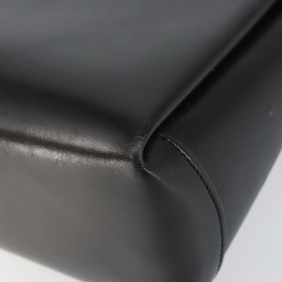 GUCCI Hand Bag Leather Black Silver Auth ka443