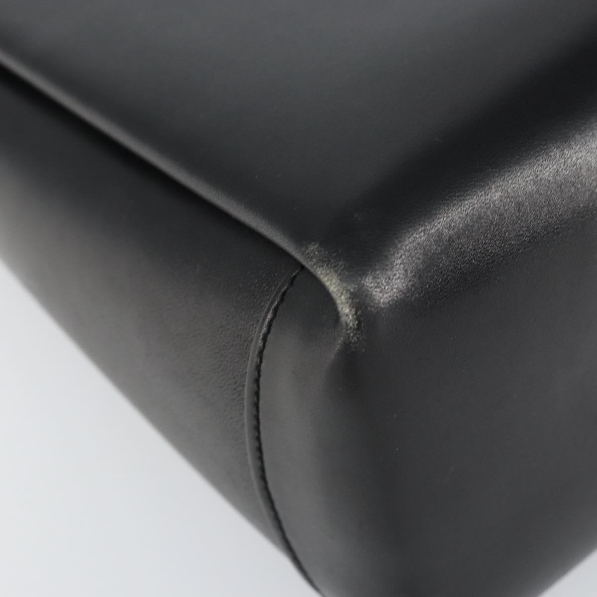 GUCCI Hand Bag Leather Black Silver Auth ka443