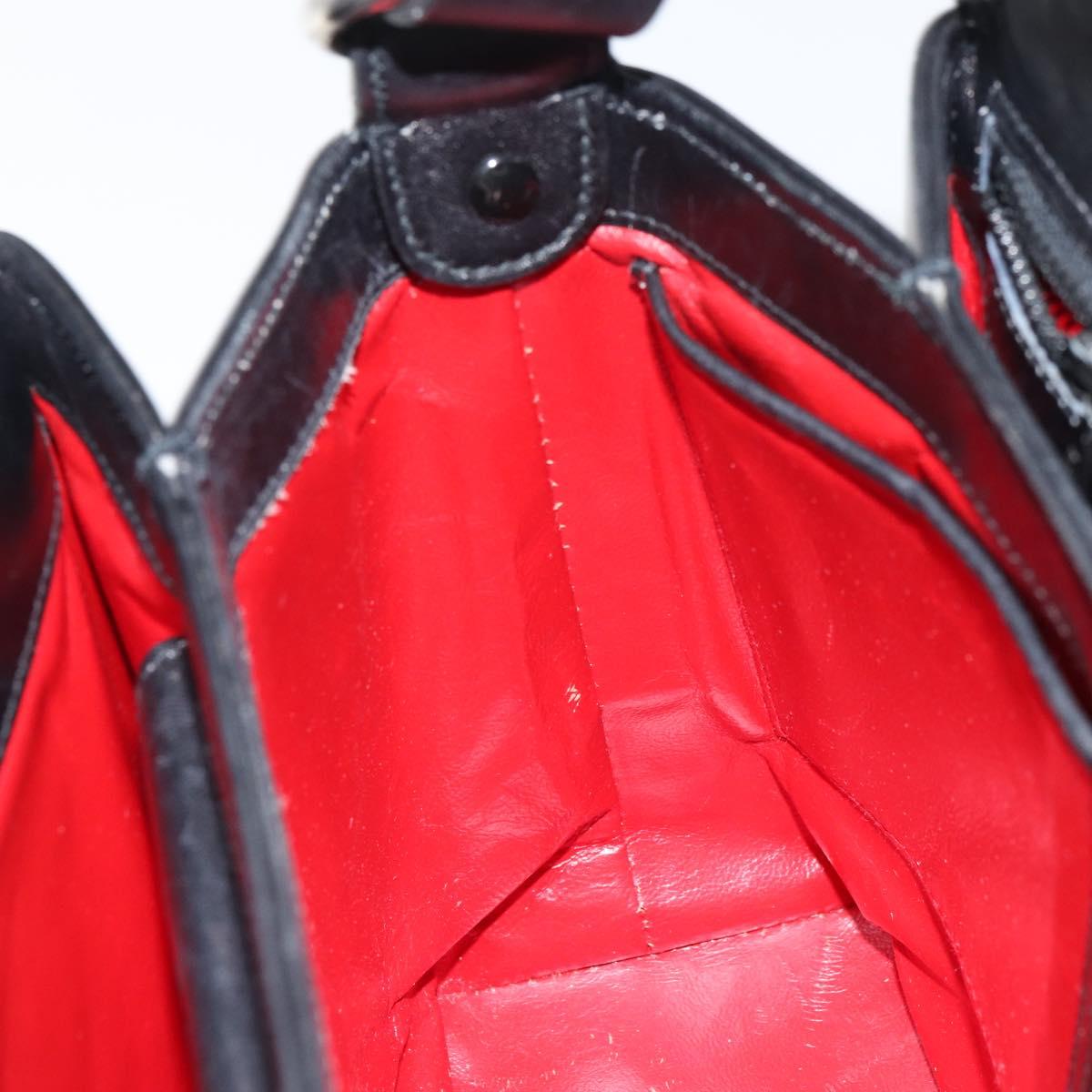 GUCCI Hand Bag Leather Black Silver Auth ka443