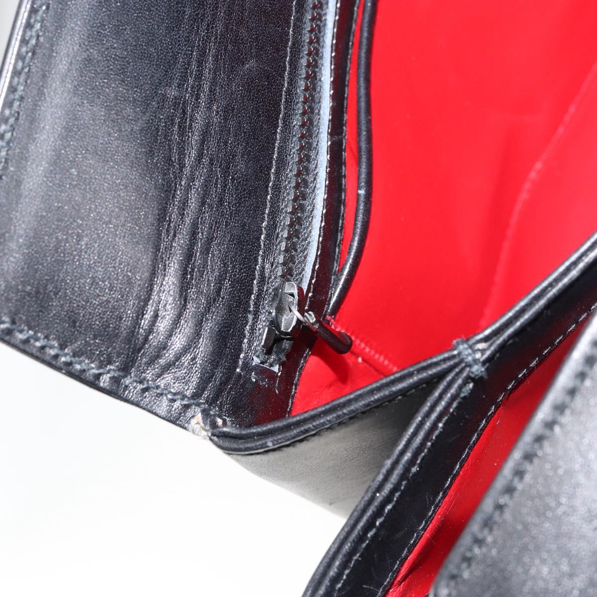 GUCCI Hand Bag Leather Black Silver Auth ka443