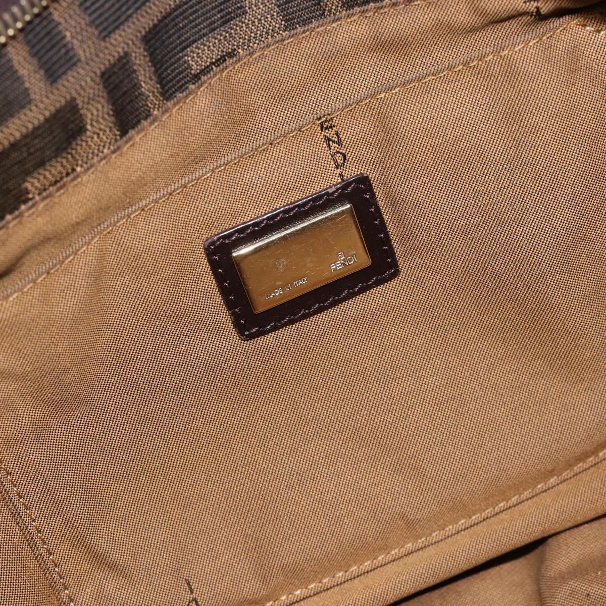 FENDI Zucca Canvas Shoulder Bag Black Brown Auth ka4435