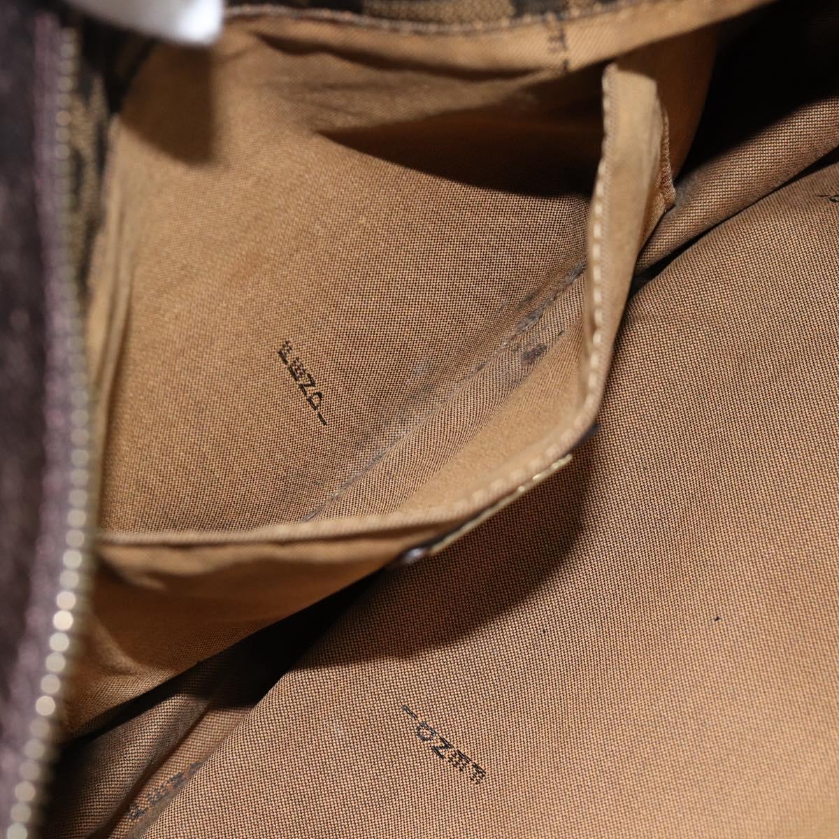 FENDI Zucca Canvas Shoulder Bag Black Brown Auth ka4435