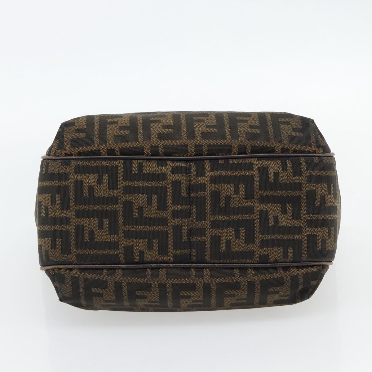 FENDI Zucca Canvas Shoulder Bag Black Brown Auth ka4435