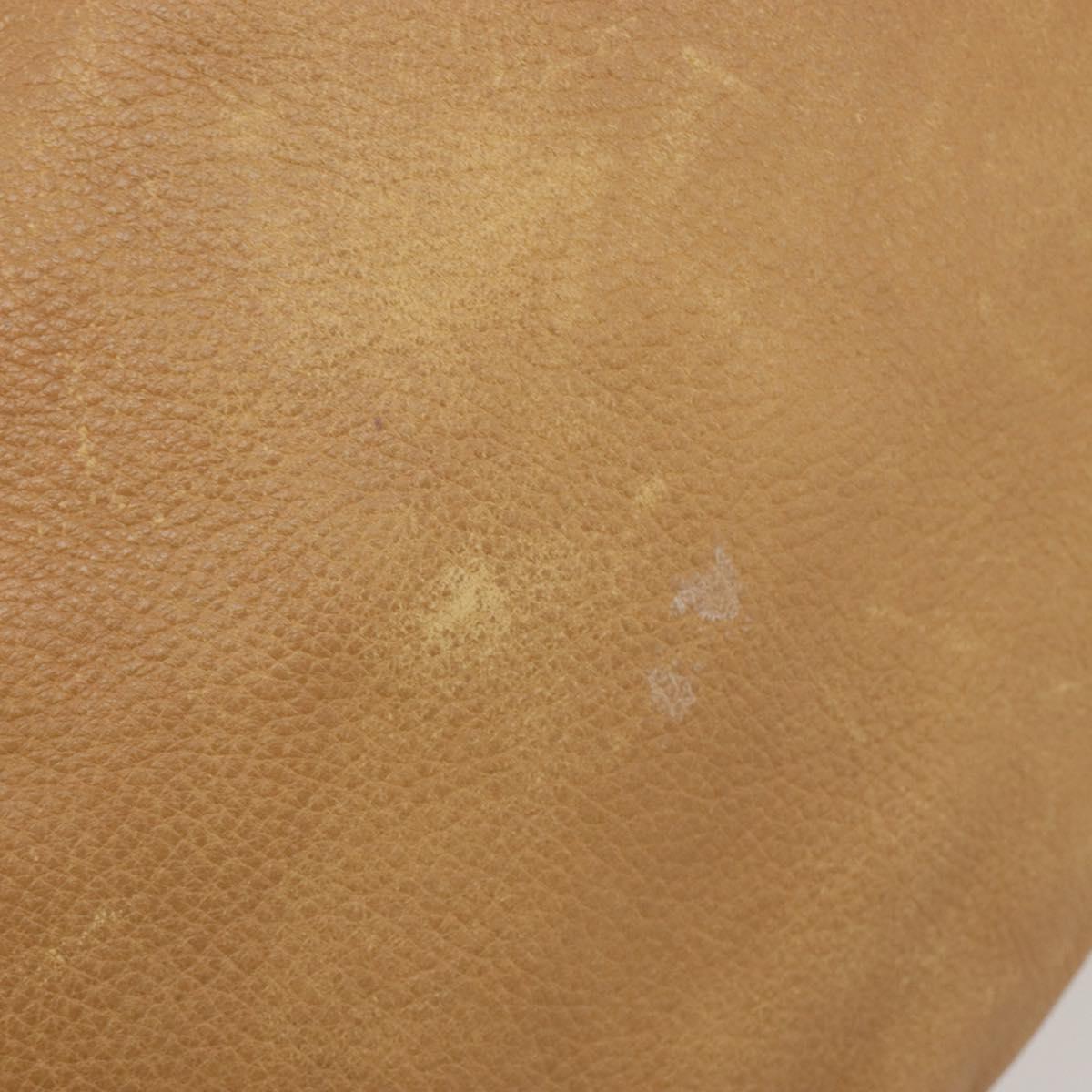 PRADA Shoulder Bag Leather Beige Gold Auth ka4438A
