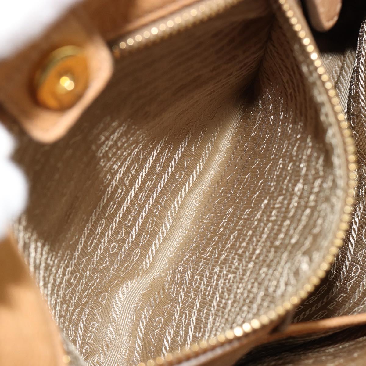 PRADA Shoulder Bag Leather Beige Gold Auth ka4438A