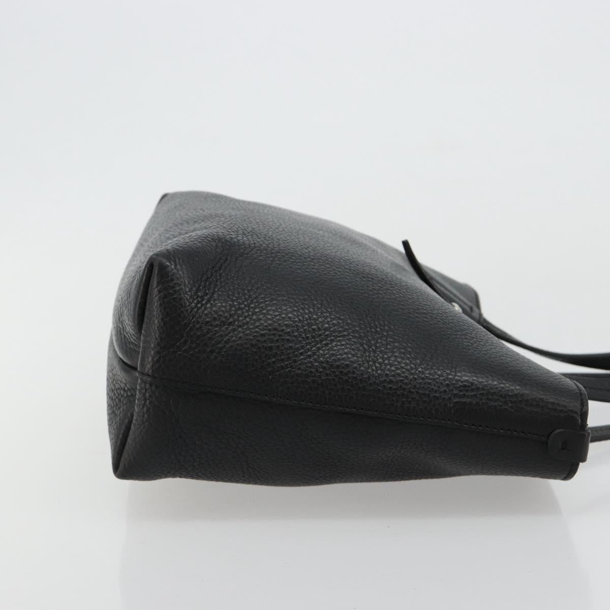 Salvatore Ferragamo Hand Bag Leather Black Silver Auth ka4441A