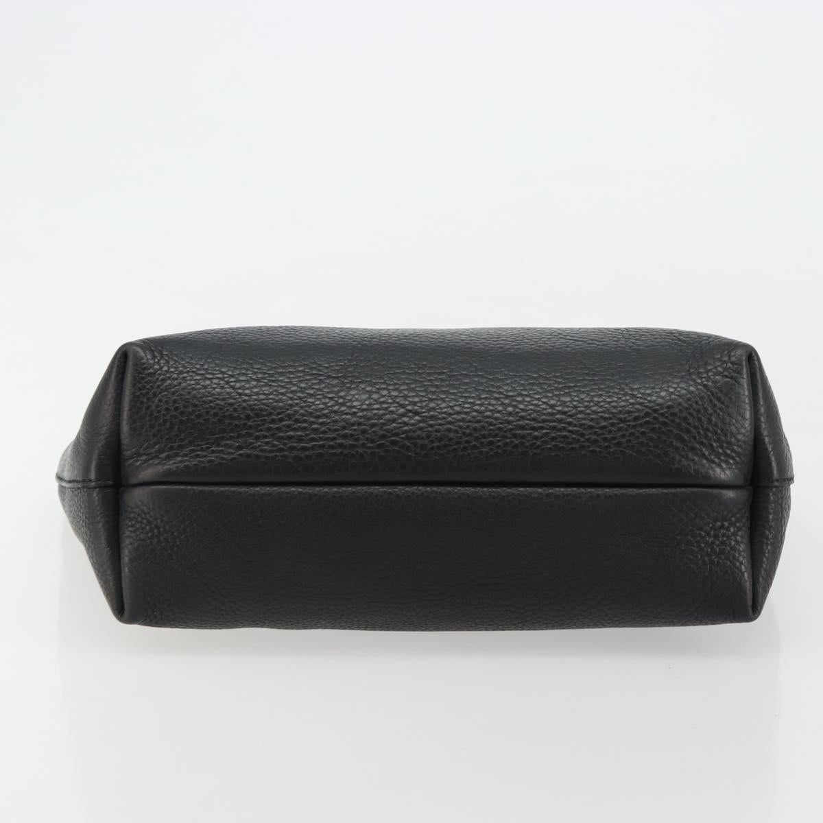 Salvatore Ferragamo Hand Bag Leather Black Silver Auth ka4441A