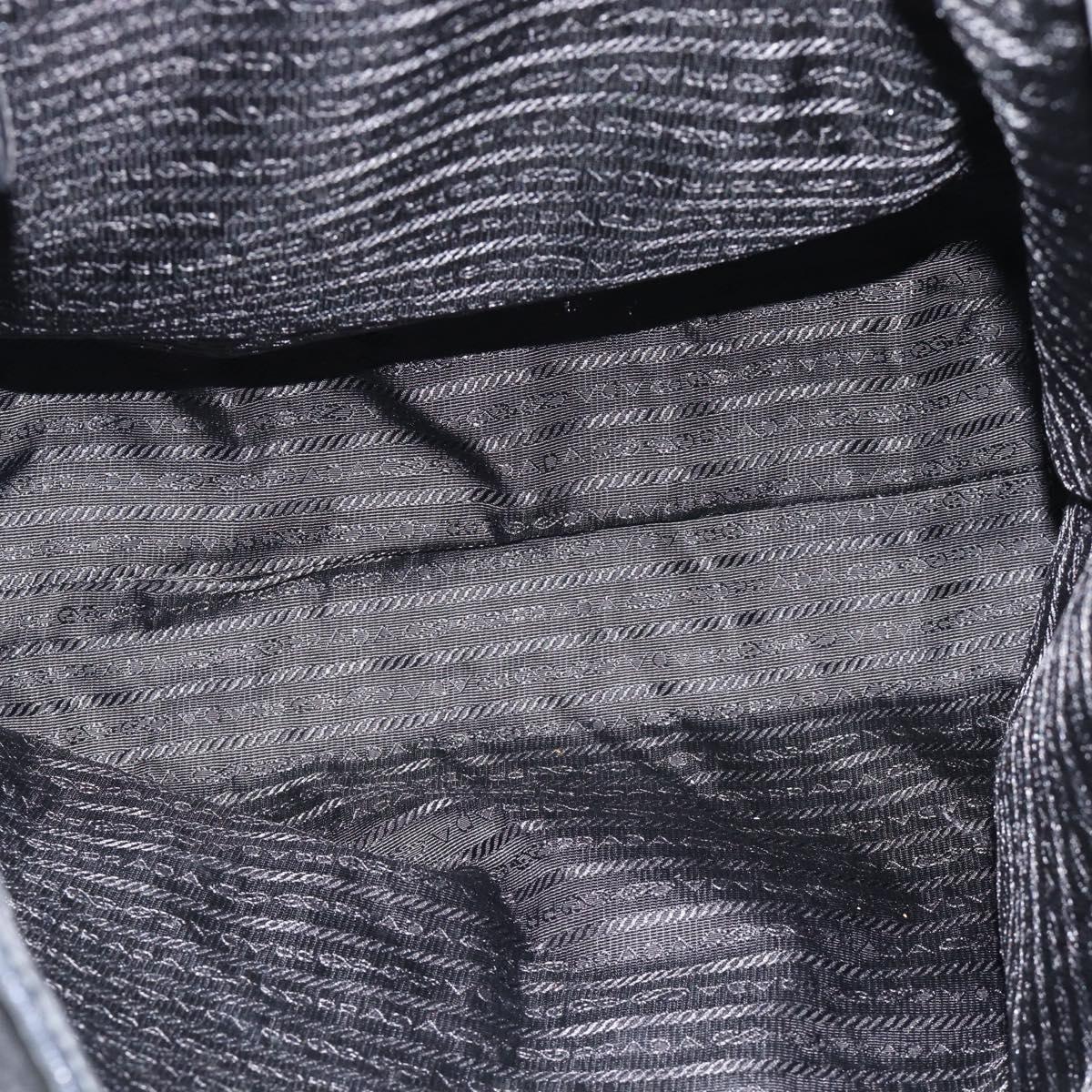 PRADA Bijoux Tote Bag Nylon Black Silver Auth ka4445A