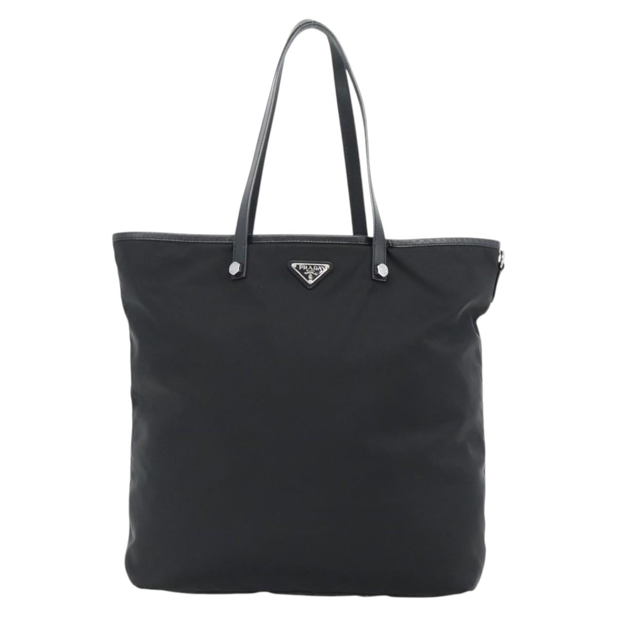 PRADA Bijoux Tote Bag Nylon Black Silver Auth ka4445A