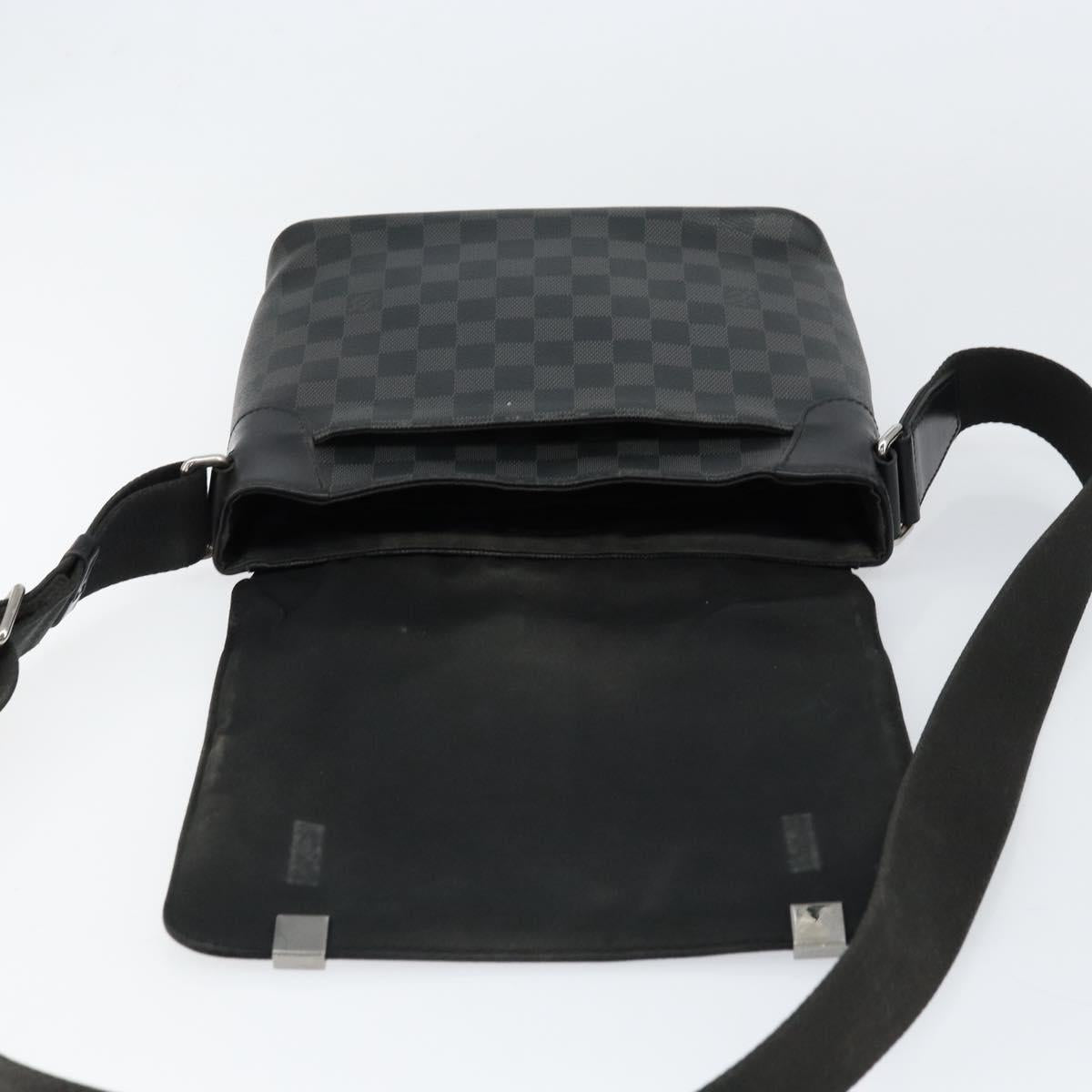LOUIS VUITTON Damier Graphite District PM Shoulder Bag N40349 LV Auth ka445