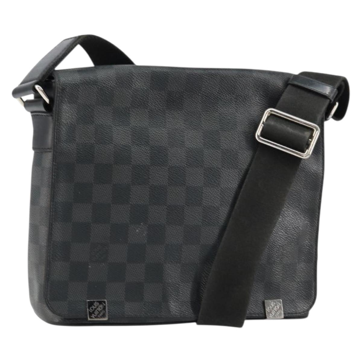 LOUIS VUITTON Damier Graphite District PM Shoulder Bag N40349 LV Auth ka445