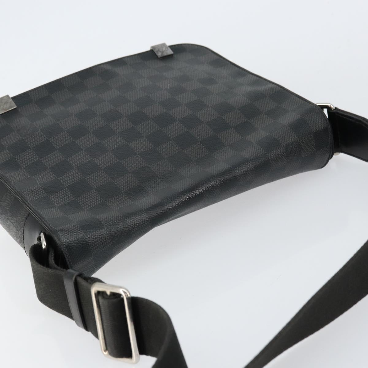 LOUIS VUITTON Damier Graphite District PM Shoulder Bag N40349 LV Auth ka445