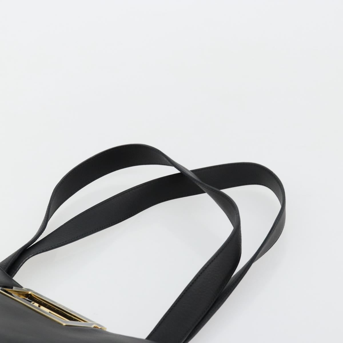 Salvatore Ferragamo Hand Bag Leather Black Gold Auth ka4450A