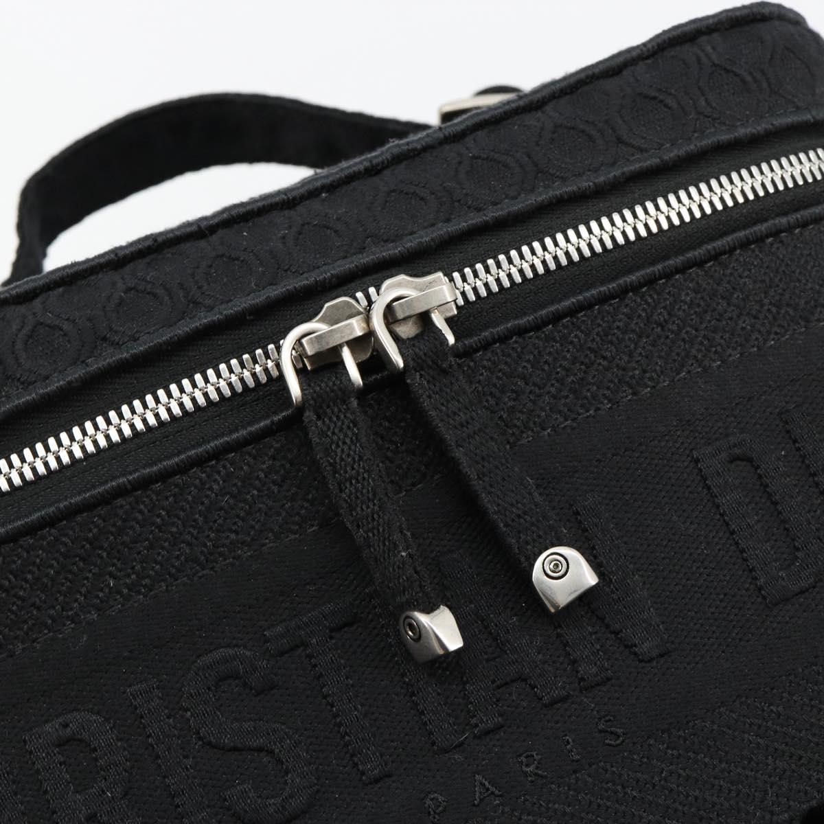 Christian Dior Vanity Hand Bag Canvas Black Silver Auth ka4453M