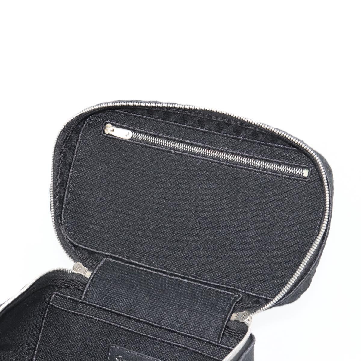 Christian Dior Vanity Hand Bag Canvas Black Silver Auth ka4453M