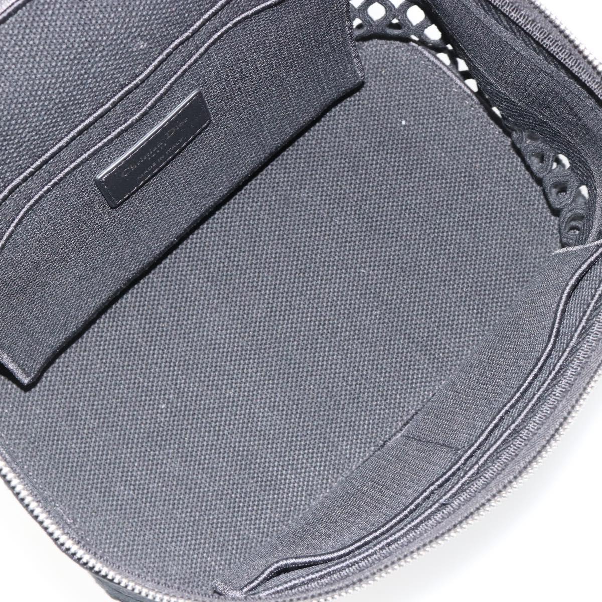 Christian Dior Vanity Hand Bag Canvas Black Silver Auth ka4453M