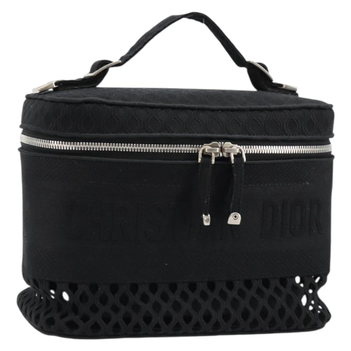 Christian Dior Vanity Hand Bag Canvas Black Silver Auth ka4453M