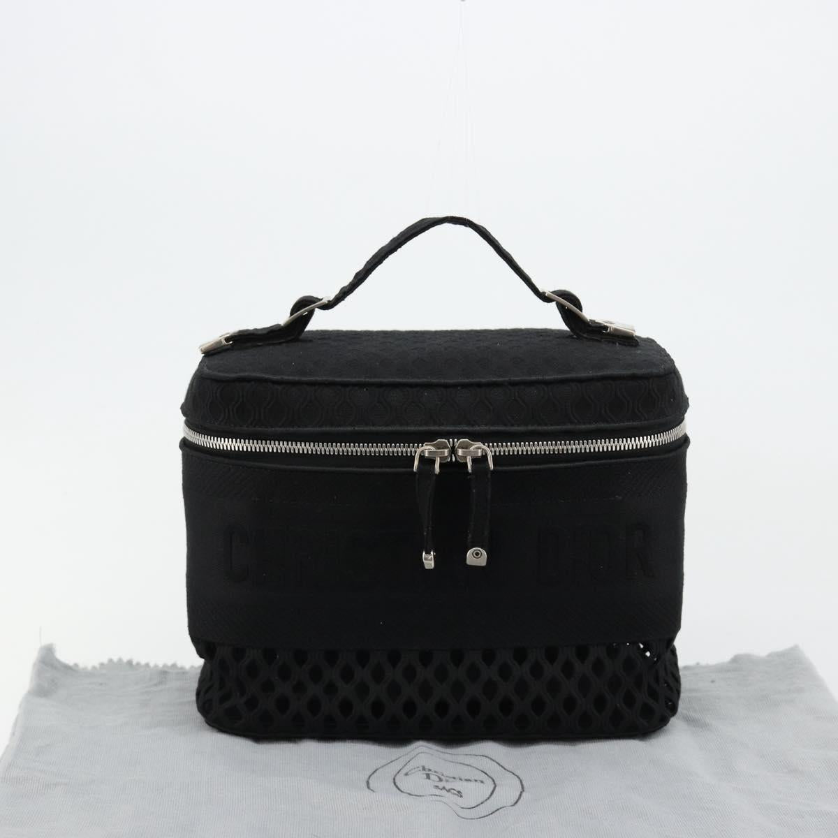 Christian Dior Vanity Hand Bag Canvas Black Silver Auth ka4453M