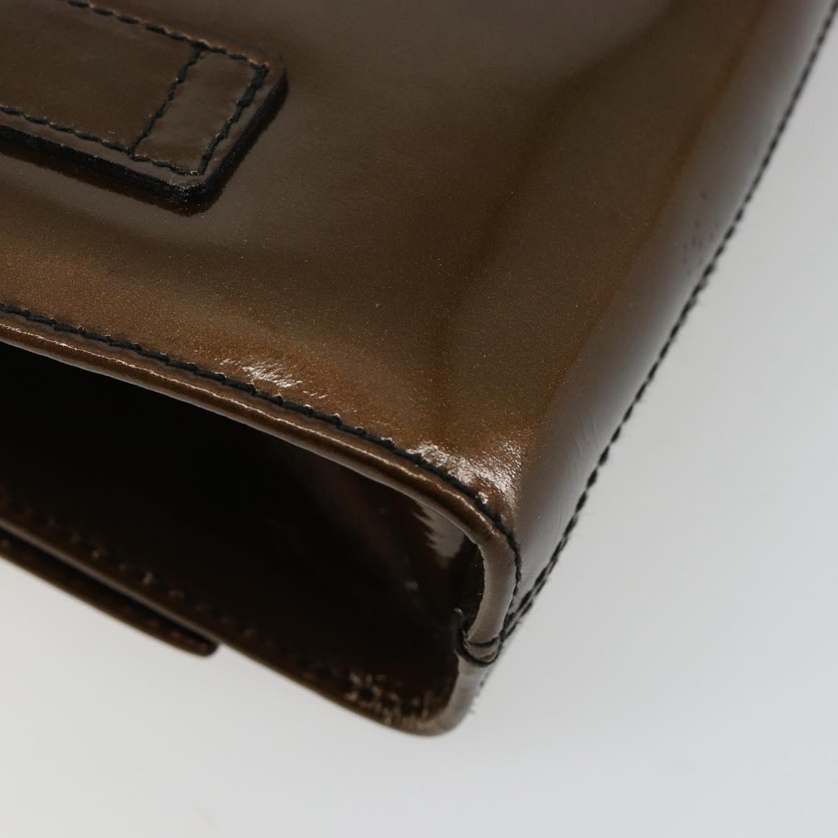 Salvatore Ferragamo Vala Chain Bag Patent leather Bronze Gold Auth ka4455