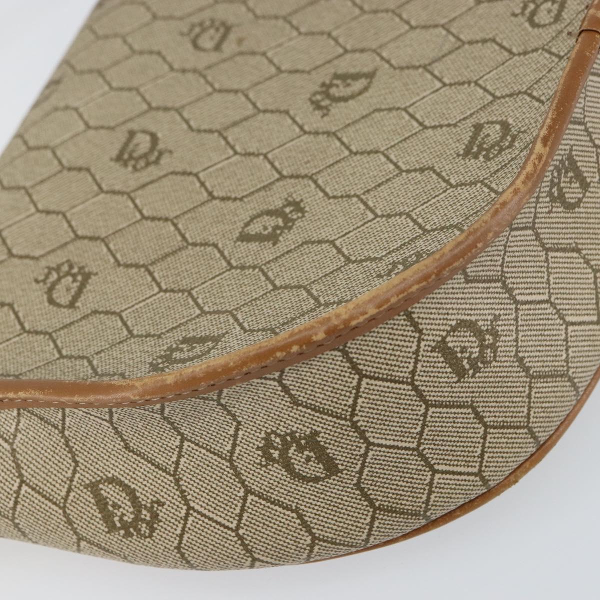Christian Dior Honeycomb Canvas Shoulder Bag PVC Beige Gold Auth ka446