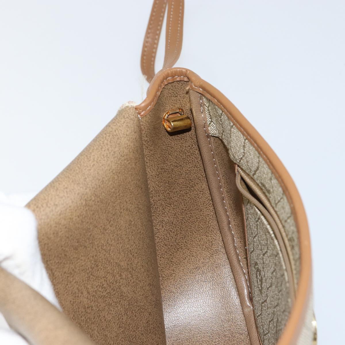 Christian Dior Honeycomb Canvas Shoulder Bag PVC Beige Gold Auth ka446