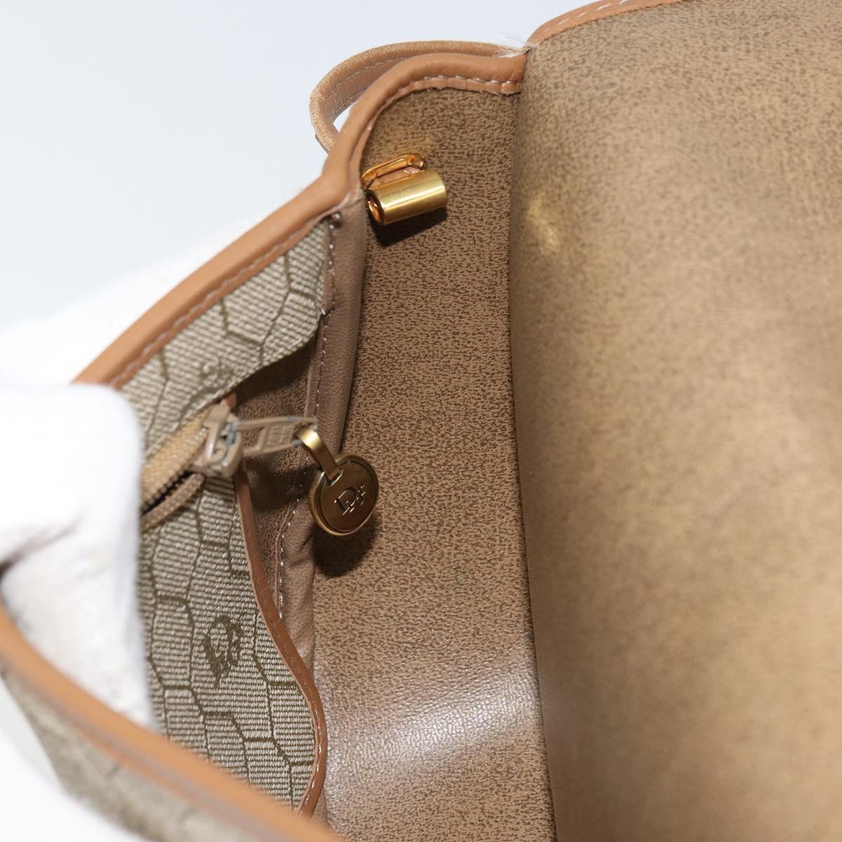 Christian Dior Honeycomb Canvas Shoulder Bag PVC Beige Gold Auth ka446