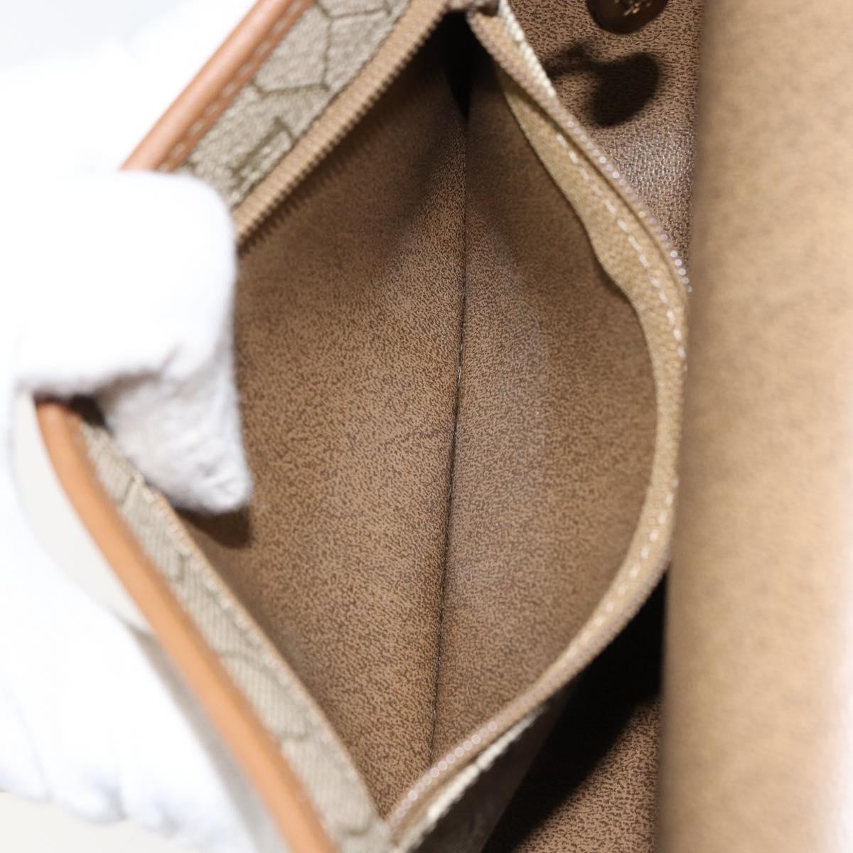 Christian Dior Honeycomb Canvas Shoulder Bag PVC Beige Gold Auth ka446