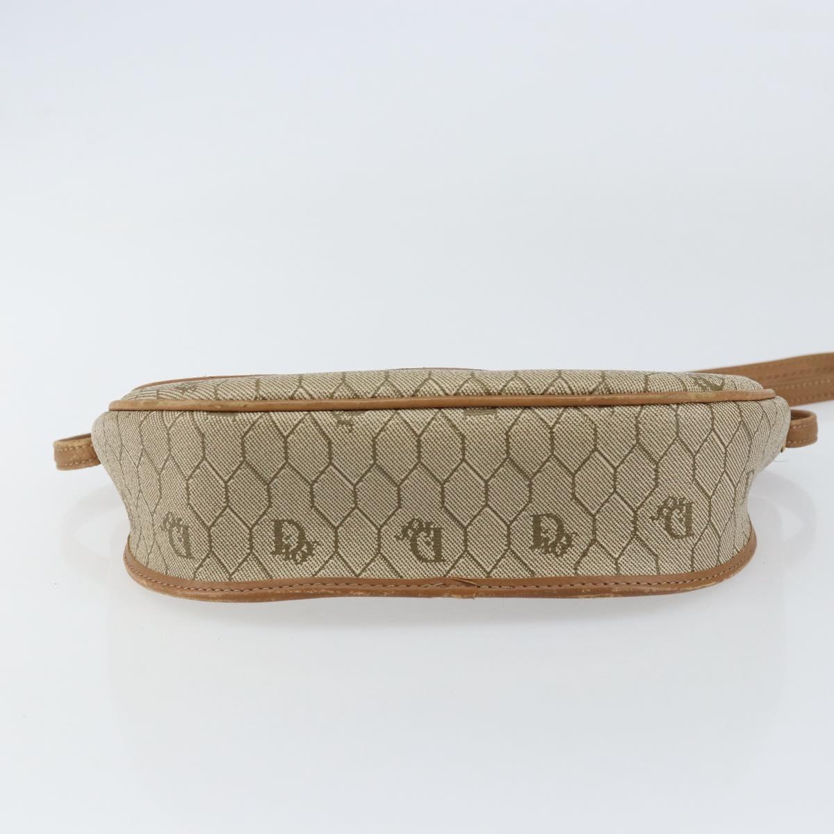 Christian Dior Honeycomb Canvas Shoulder Bag PVC Beige Gold Auth ka446