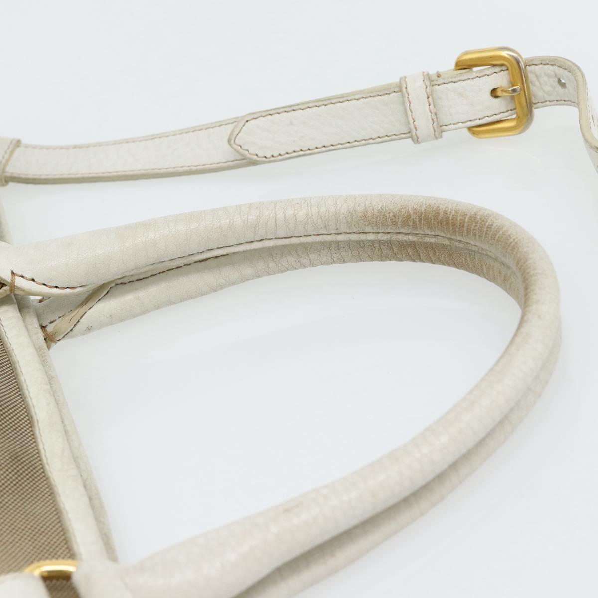 PRADA Hand Bag Canvas Leather 2way Beige Gold Auth ka4461A