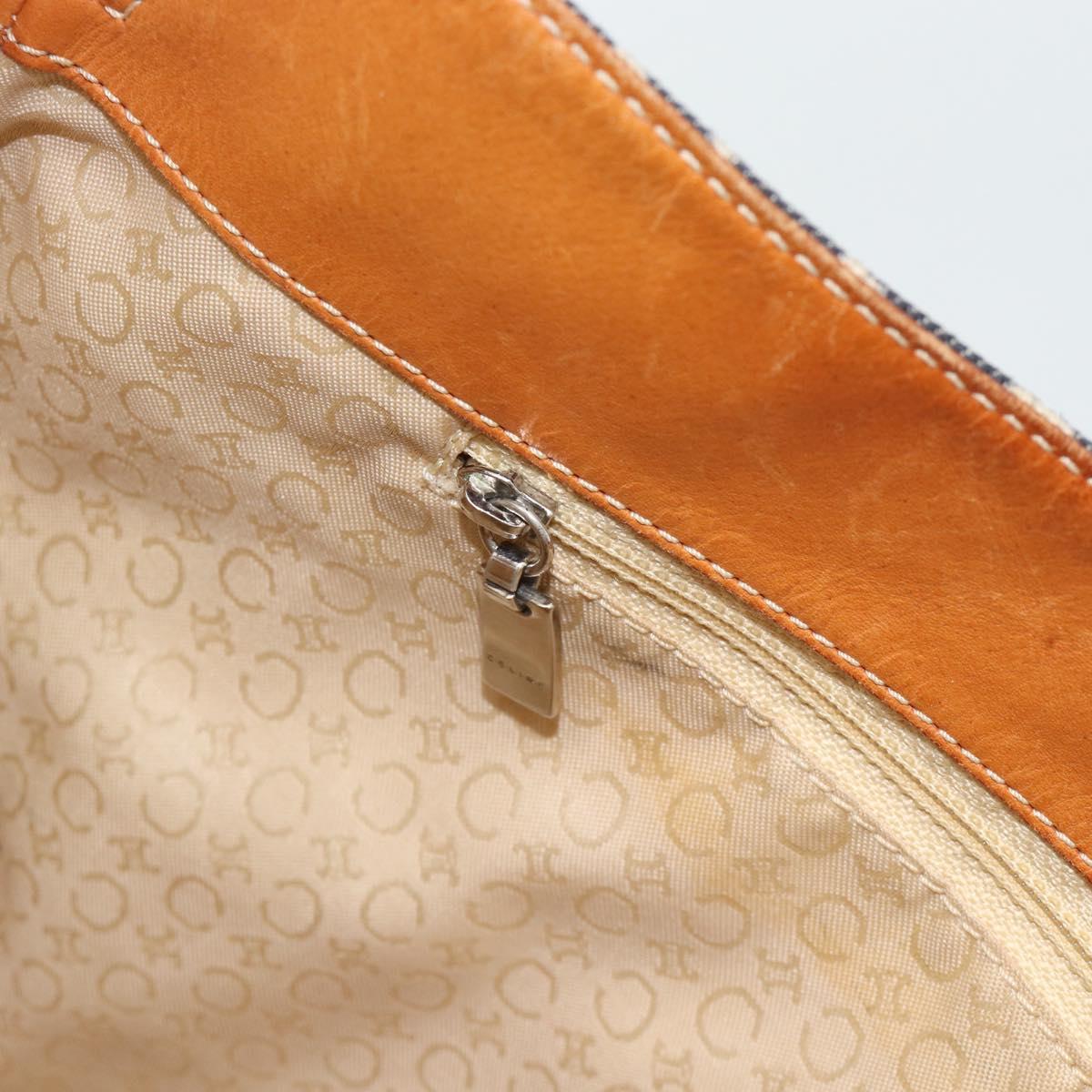 CELINE C Sulky Shoulder Bag Canvas Blue Silver Auth ka4462A