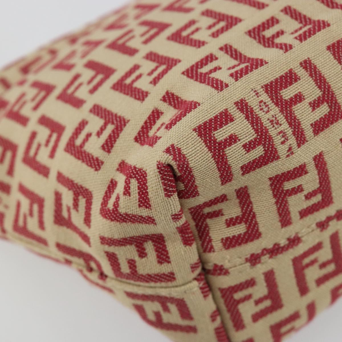 FENDI Zucchino Canvas Hand Bag Red Gold Auth ka4463V