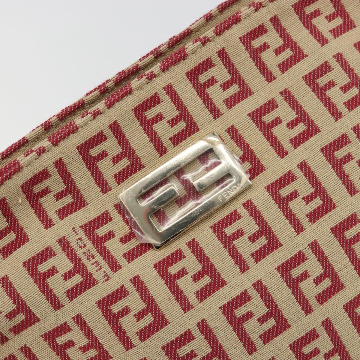 FENDI Zucchino Canvas Hand Bag Red Gold Auth ka4463V