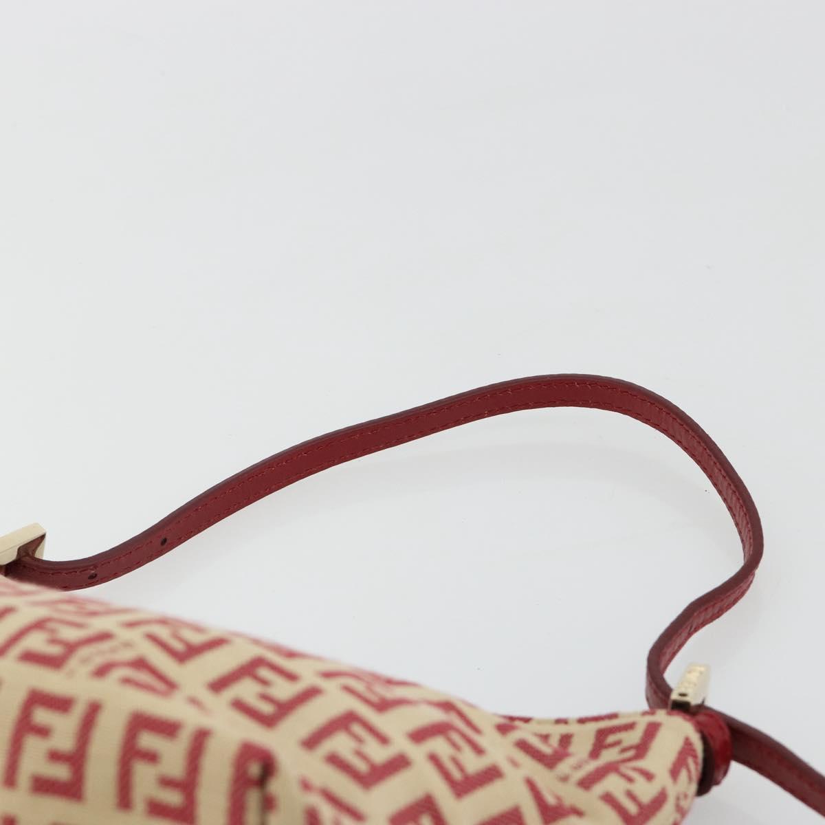 FENDI Zucchino Canvas Hand Bag Red Gold Auth ka4463V