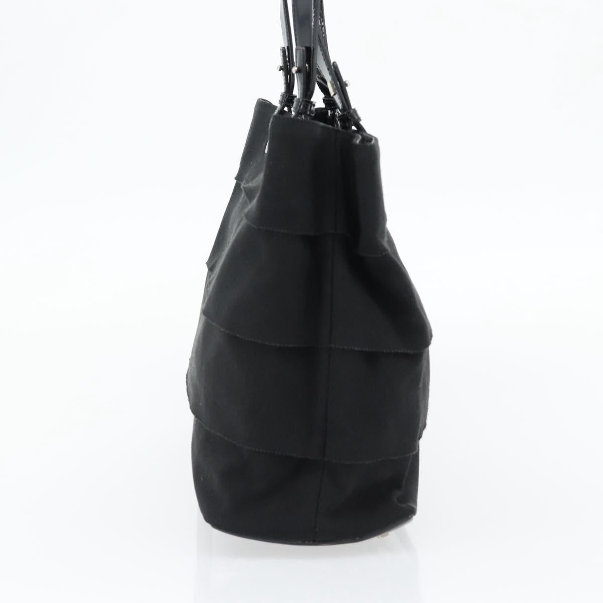 Salvatore Ferragamo Hand Bag Canvas patent leather Black Silver Auth ka4464