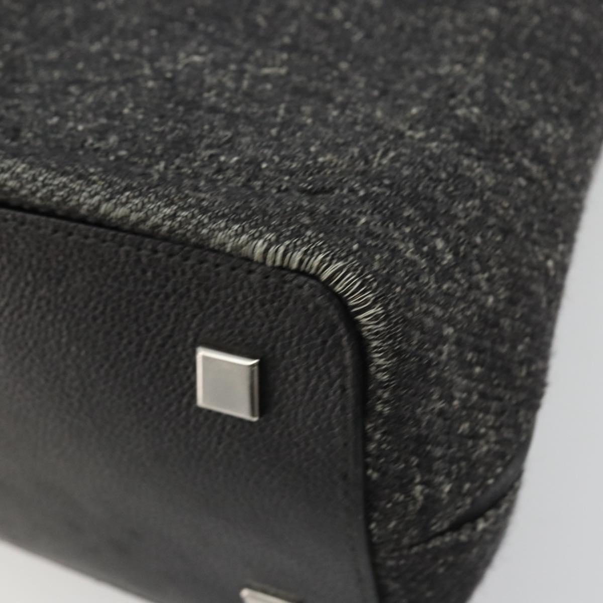 CARTIER Hand Bag Canvas Black Silver Auth ka4465