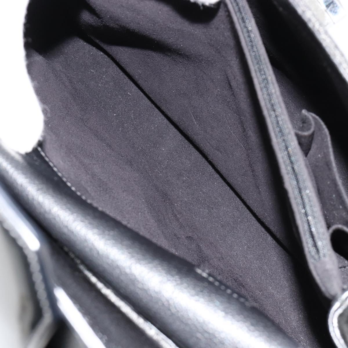 CARTIER Hand Bag Canvas Black Silver Auth ka4465