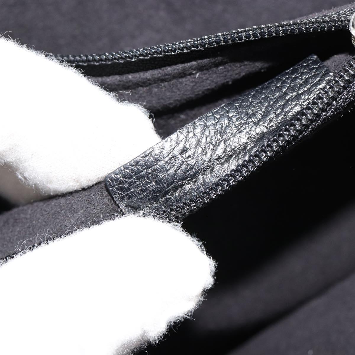 CARTIER Hand Bag Canvas Black Silver Auth ka4465