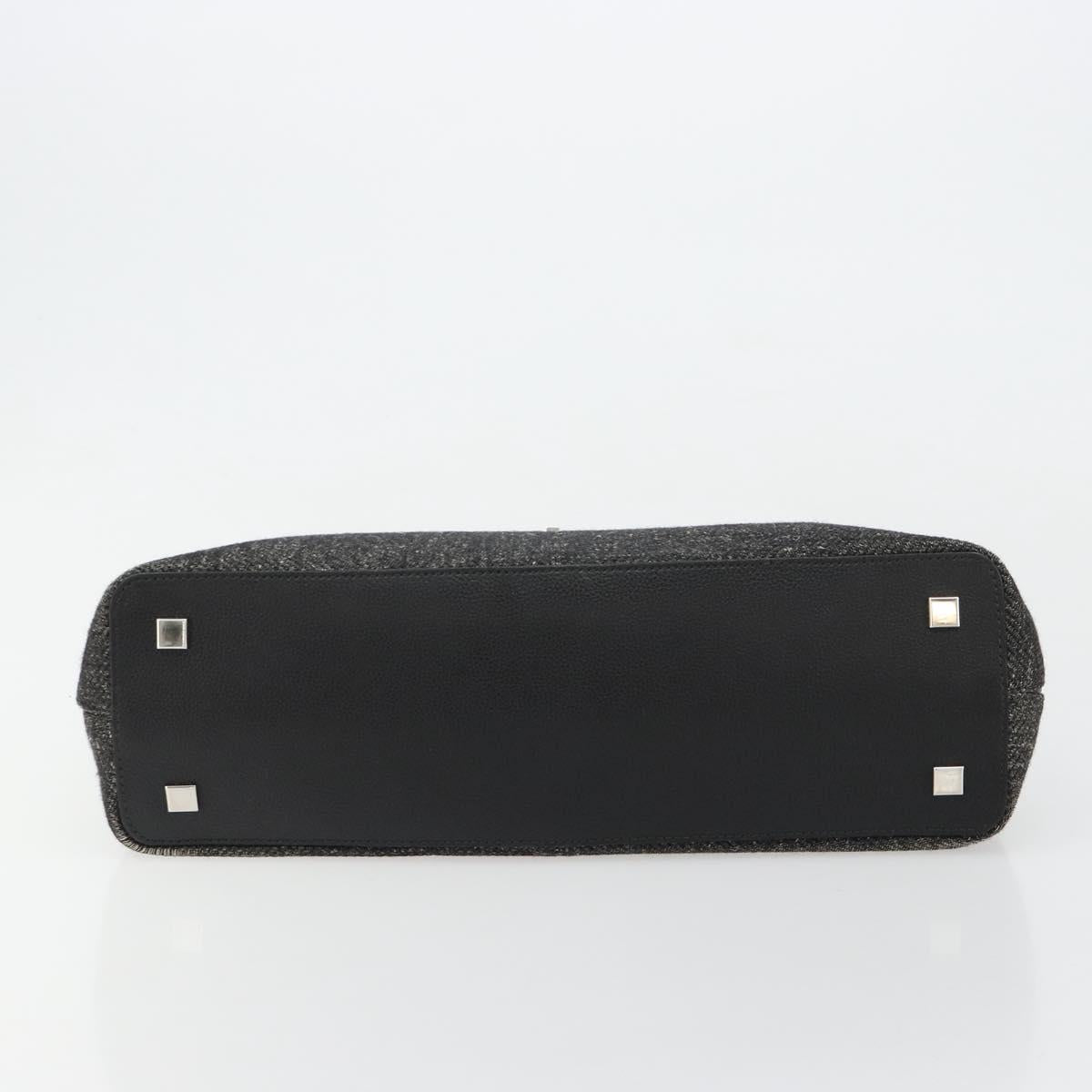CARTIER Hand Bag Canvas Black Silver Auth ka4465