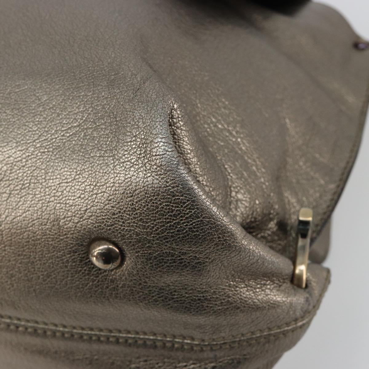 Salvatore Ferragamo Gancini Hand Bag Leather Silver Auth ka4466