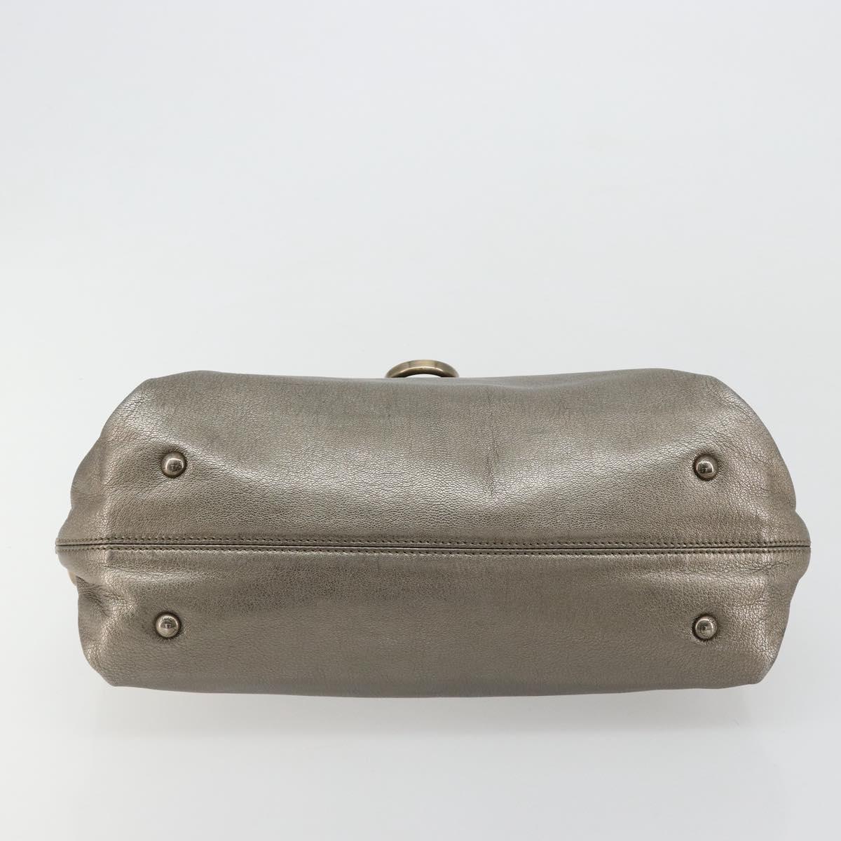 Salvatore Ferragamo Gancini Hand Bag Leather Silver Auth ka4466