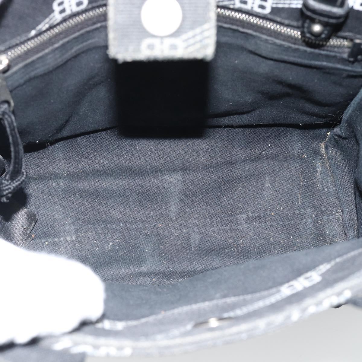 BALENCIAGA Hand Bag Canvas 2way Black Silver 620882 Auth ka4467