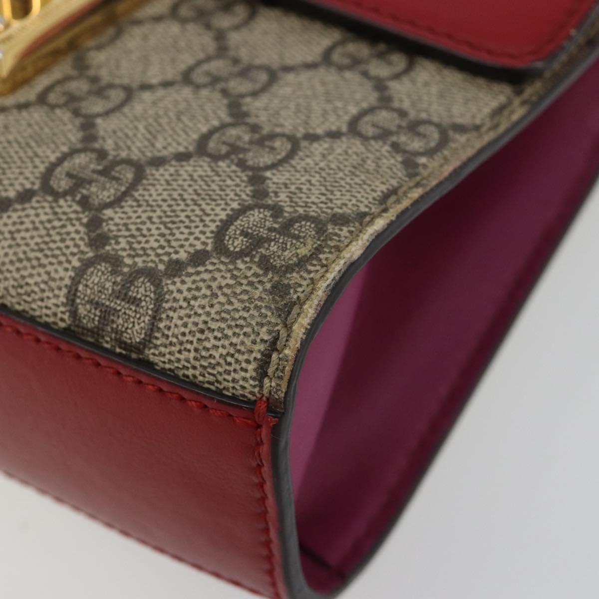 GUCCI GG Supreme Chain Shoulder Bag PVC Red Gold 409487 Auth ka4469