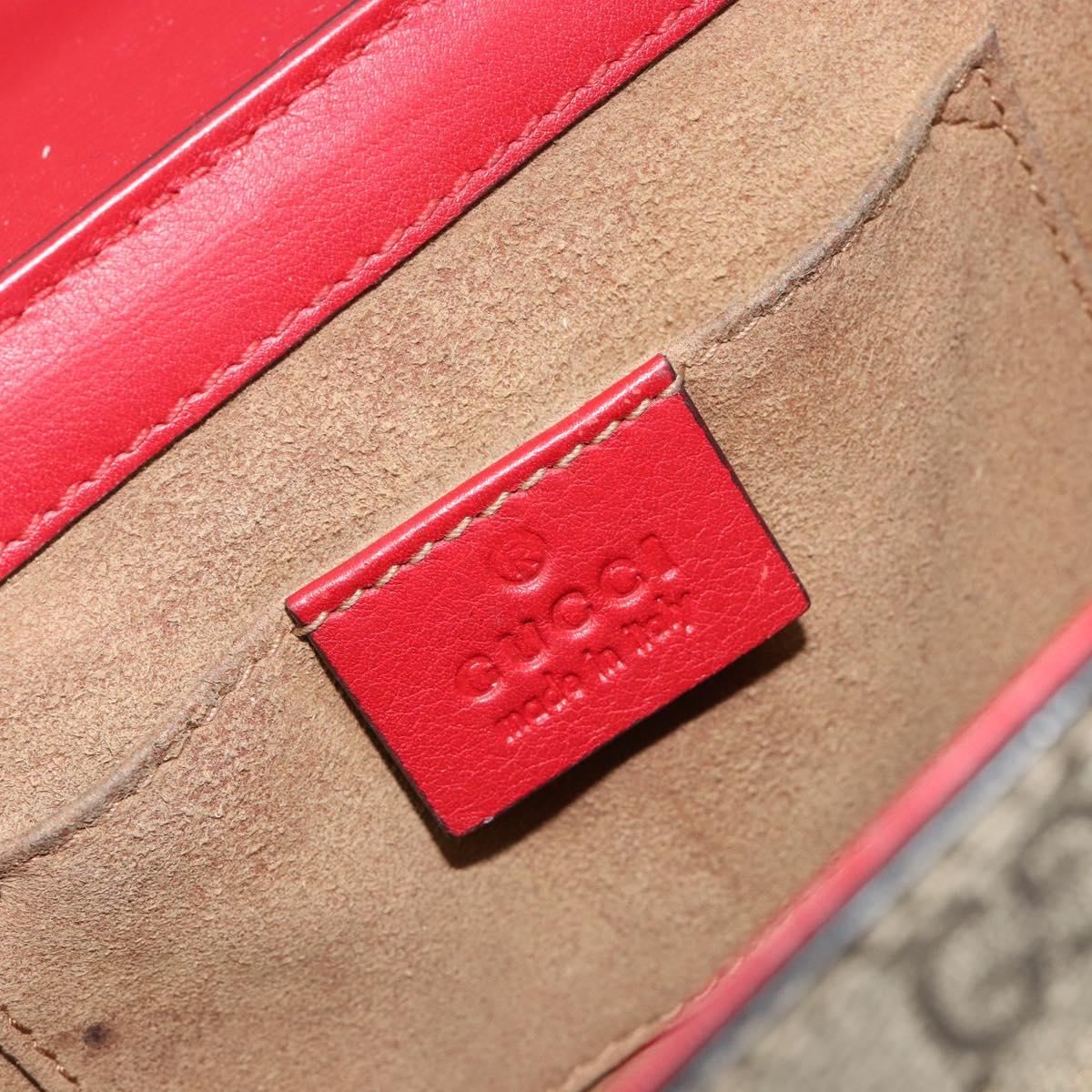 GUCCI GG Supreme Chain Shoulder Bag PVC Red Gold 409487 Auth ka4469