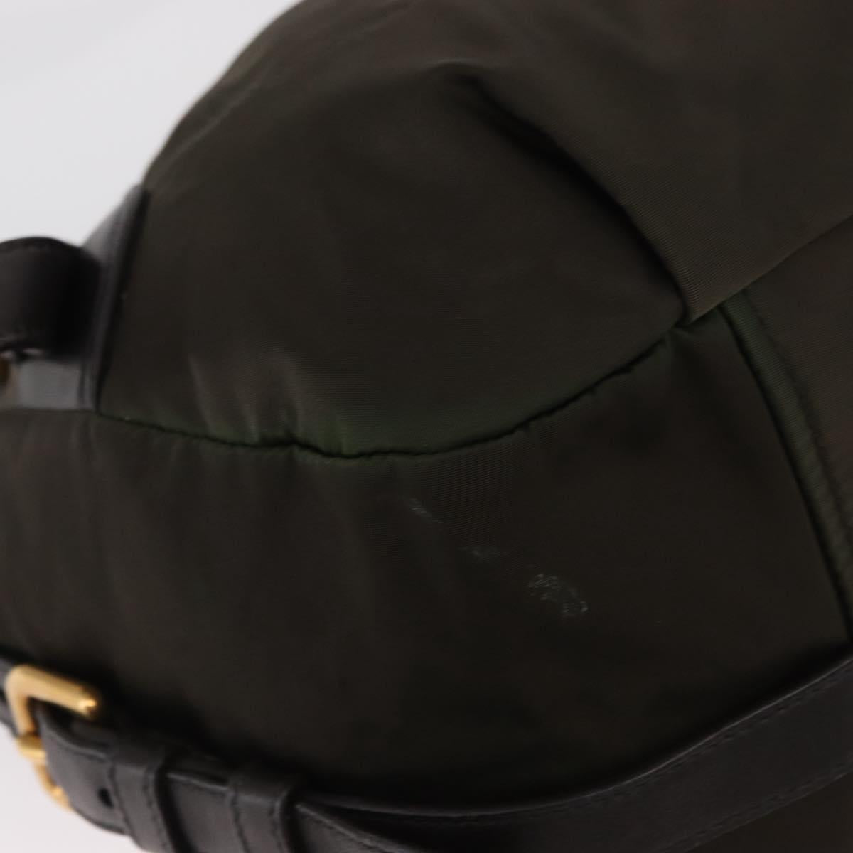 PRADA Hand Bag Nylon 2way Khaki Gold Auth ka447