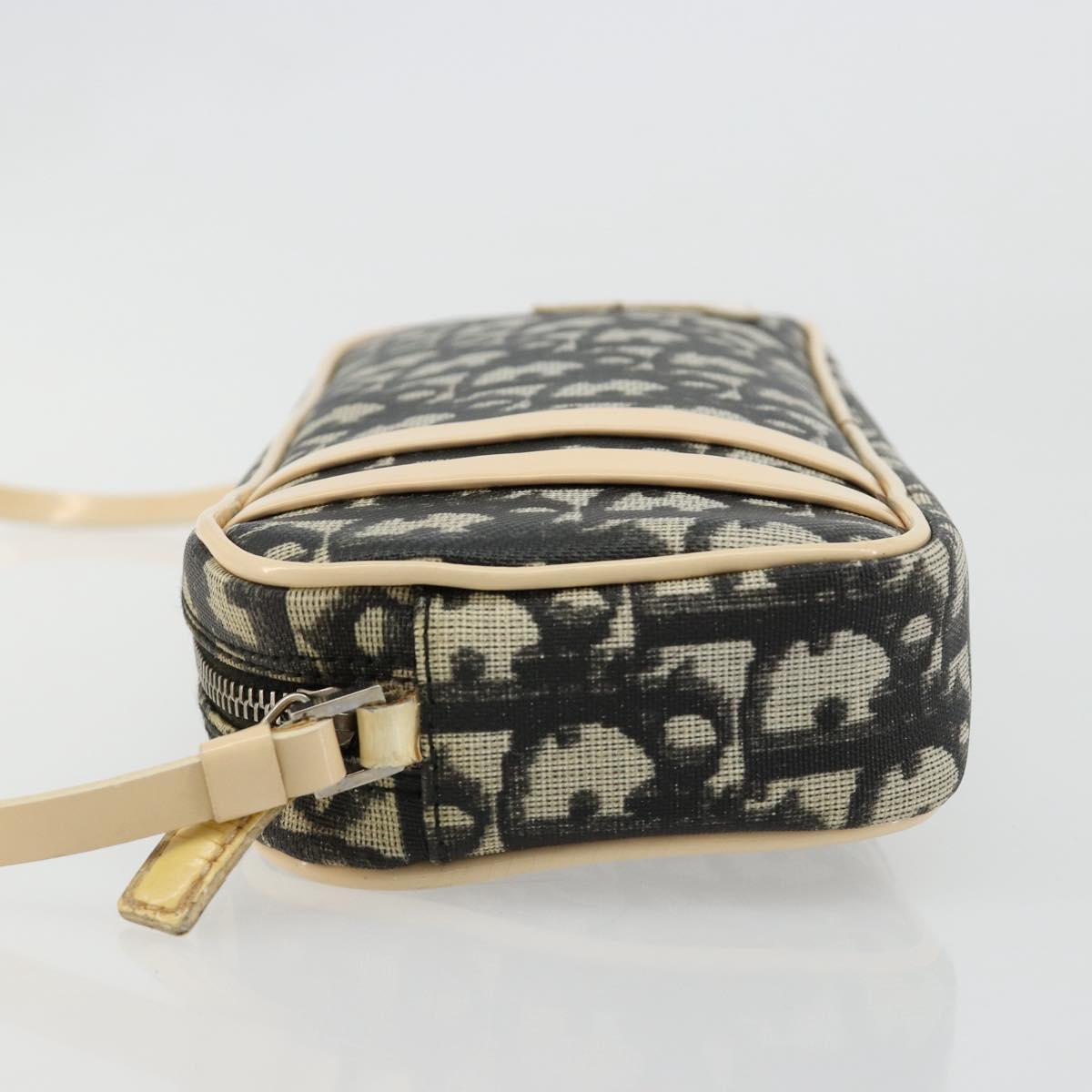 Christian Dior Trotter Canvas Accessory Pouch PVC Black Silver Auth ka4470A