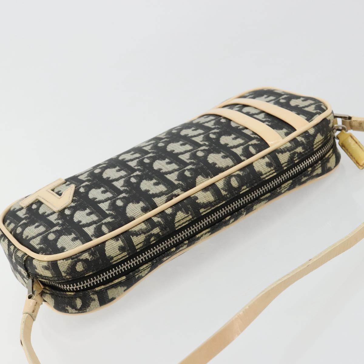 Christian Dior Trotter Canvas Accessory Pouch PVC Black Silver Auth ka4470A